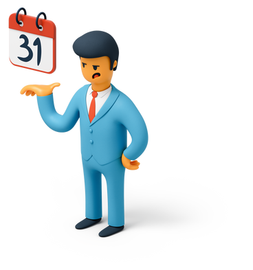Man in suit showing a calendar PNG, SVG