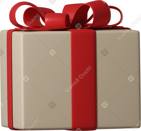 3D 有红丝带的礼物盒 PNG, SVG