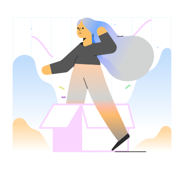 Donna in piedi in una scatola di cartone PNG, SVG