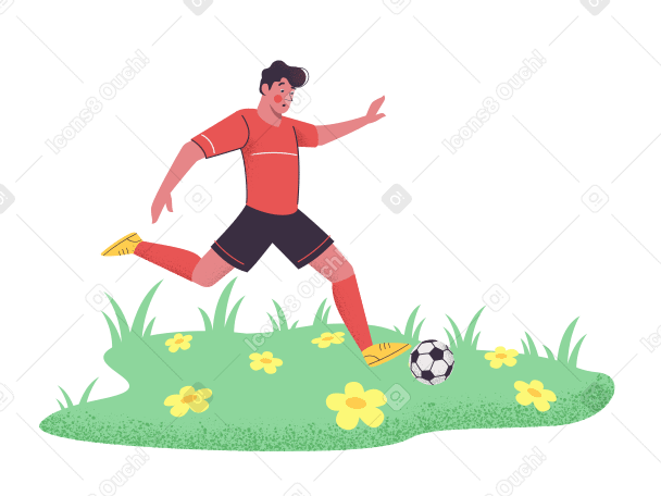 Playing football Illustration in PNG, SVG