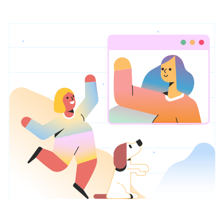 Girl talking to mom via internet Illustration in PNG, SVG