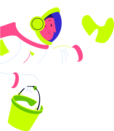 half an astronaut with a bucket PNG, SVG