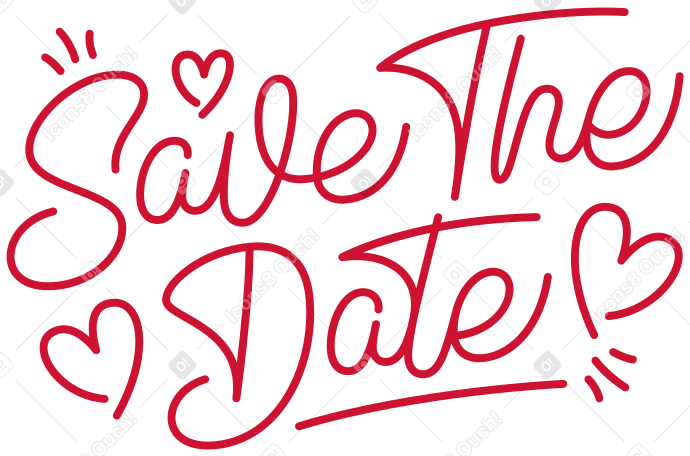 lettering save the date with decorate text PNG, SVG