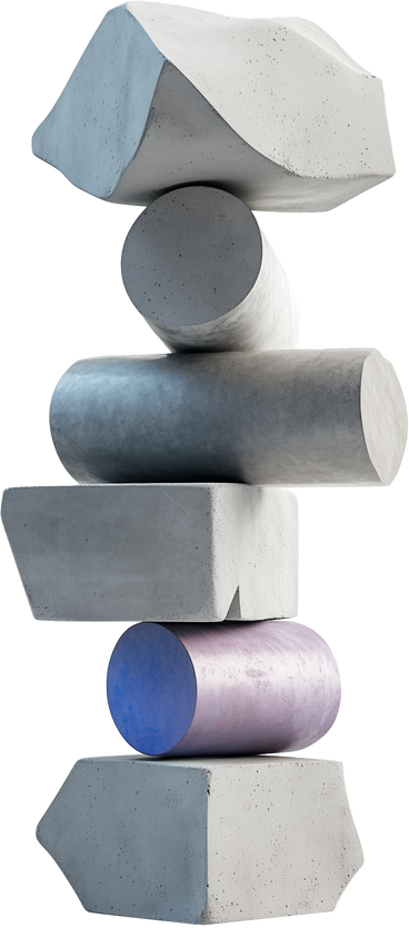 Abstract 3d sculpture using concrete blocks and cylinders PNG, SVG