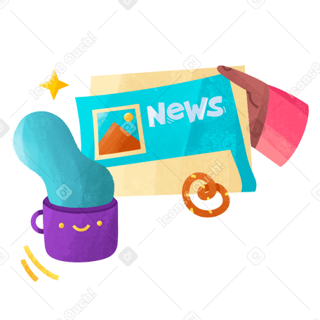 Morning news with a cup of coffee PNG, SVG