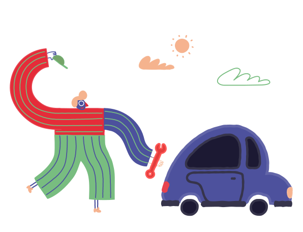 Fixing the car Illustration in PNG, SVG