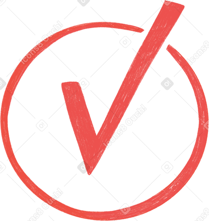 Red check mark in the circle Illustration in PNG, SVG