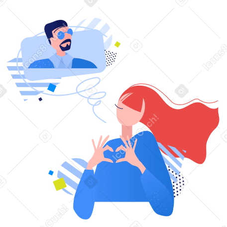 Woman thinking about her boyfriend PNG, SVG
