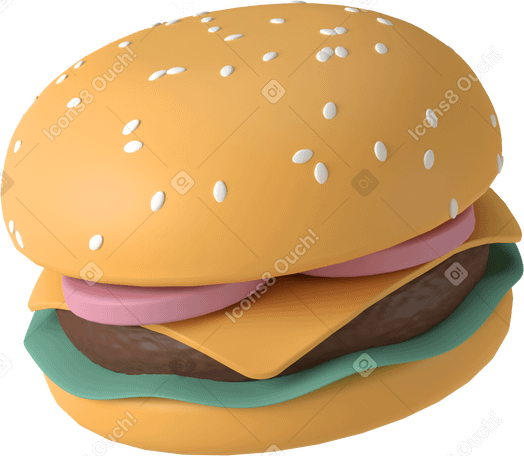 3D burger slant Illustration in PNG, SVG