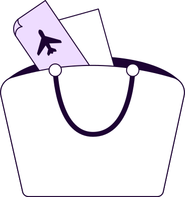 airline tickets in a handbag PNG, SVG