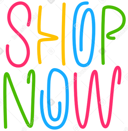 lettering shop now multicolor line Illustration in PNG, SVG