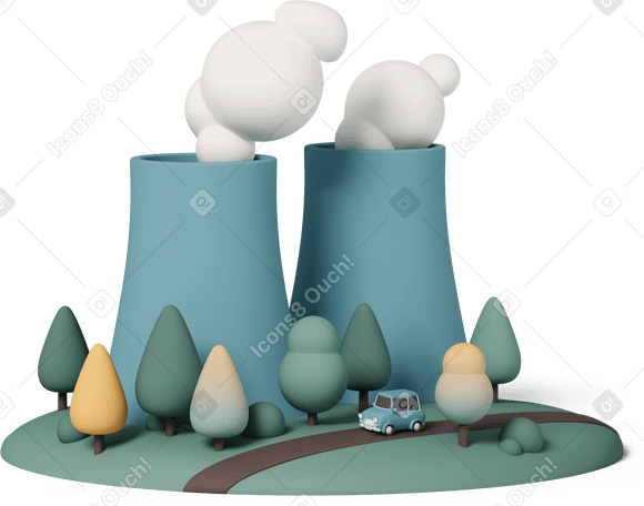 3D cooling towers PNG, SVG