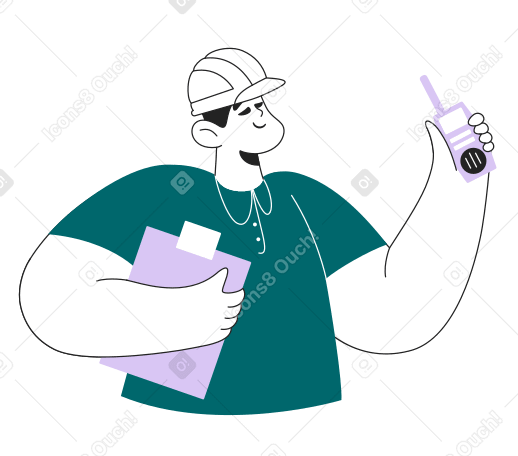 Construction worker with a walkie-talkie PNG, SVG