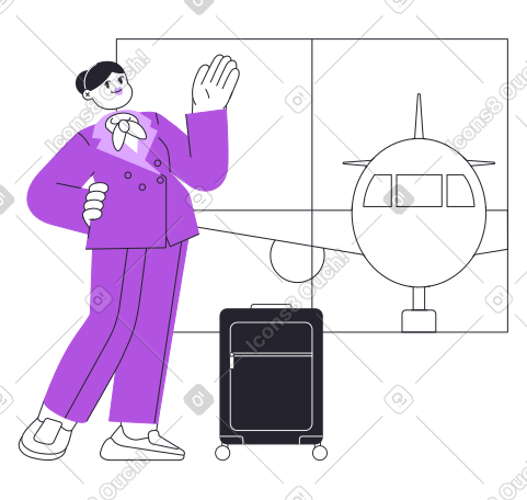 有行李的空姐在机场 PNG, SVG