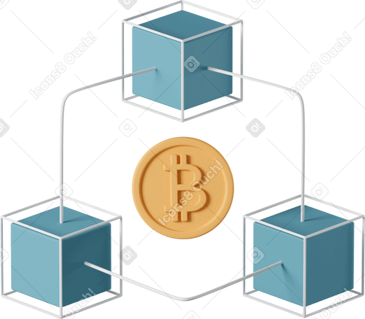 3D blockchain Illustration in PNG, SVG