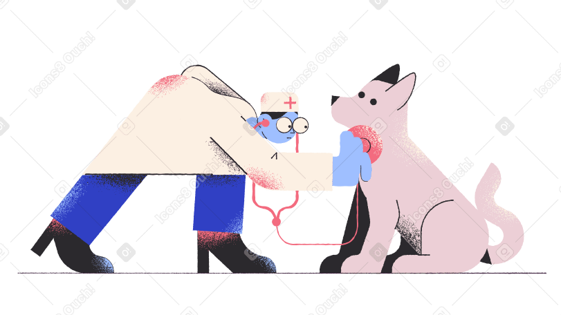 Veterinarian with stethoscope treating a dog PNG, SVG