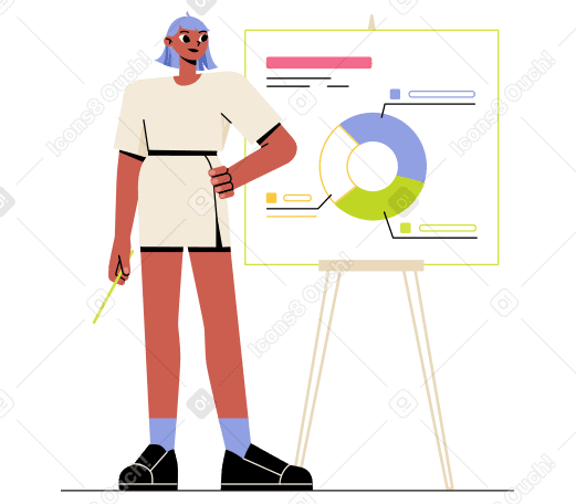 Woman presents information Illustration in PNG, SVG