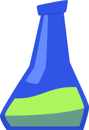 blue flask with green liquid Illustration in PNG, SVG