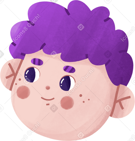 man with purple hair smiles Illustration in PNG, SVG