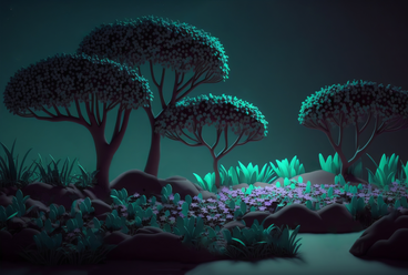 Fond de forêt de nuit fantastique 3d PNG, SVG