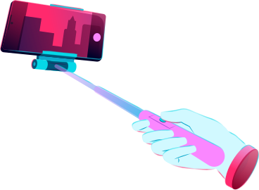 Hand hält selfie-stick mit telefon PNG, SVG