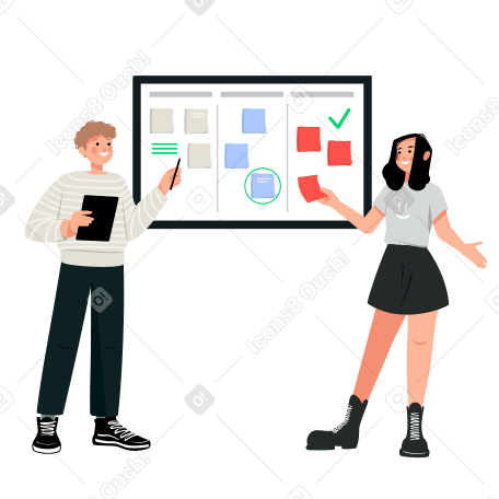 Business planning behind the scrum board PNG, SVG