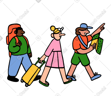 Tourists traveling and going to destination together PNG, SVG