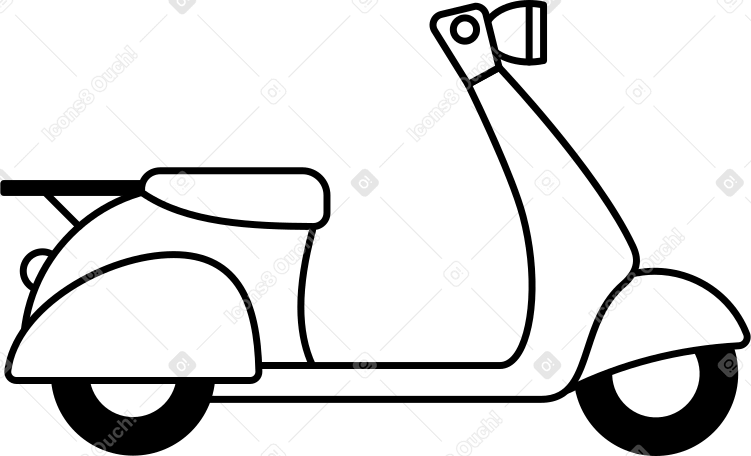 white motorcycle with trunk Illustration in PNG, SVG