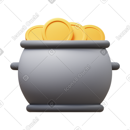 3D gold pot PNG, SVG