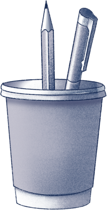 cup with pencil and pen PNG, SVG