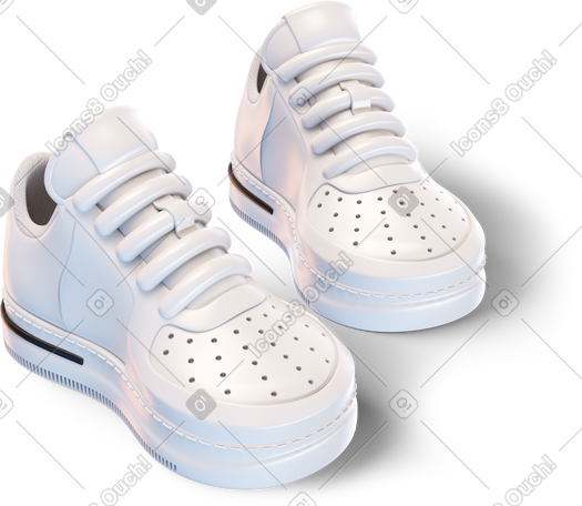 3D white sneakers PNG, SVG