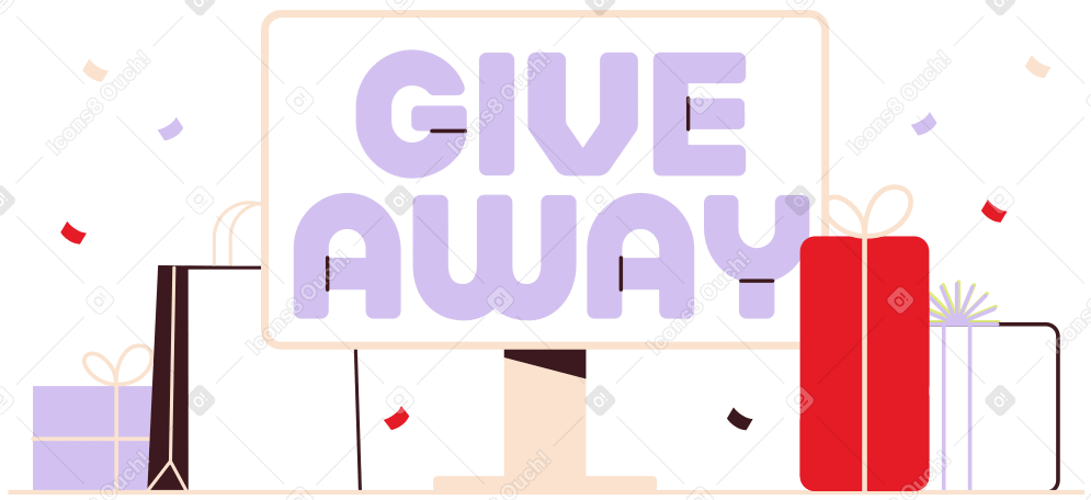 Lettering Giveaway with gift boxes and bags text PNG, SVG