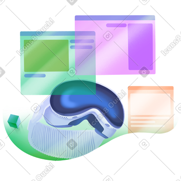 VR headset and group of browser windows PNG, SVG