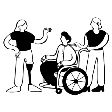 Gruppe von menschen mit behinderungen im gespräch PNG, SVG