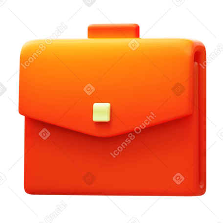 3D orange briefcase side view Illustration in PNG, SVG