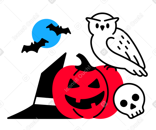 Сова сидит на тыкве хэллоуина в PNG, SVG