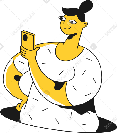 woman with phone PNG, SVG