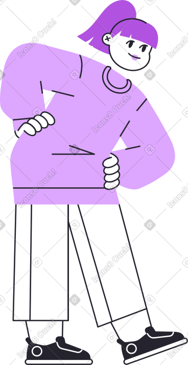 站立并向右倾斜的女孩 PNG, SVG