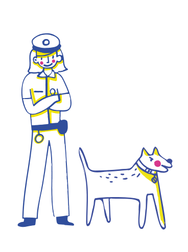 Female police officer with police dog PNG, SVG
