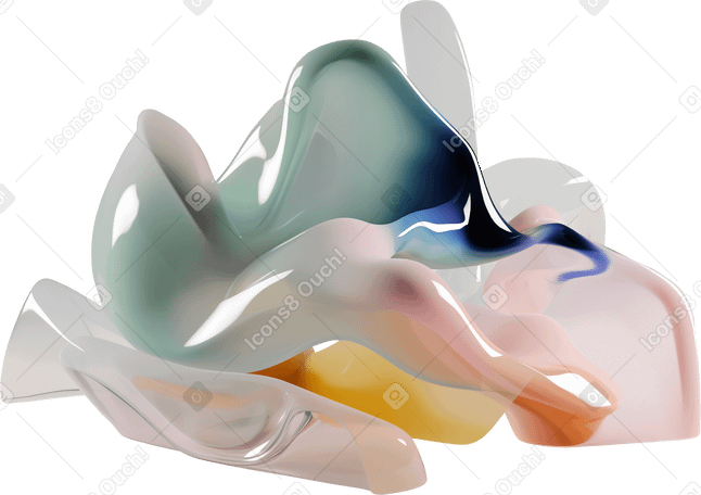 3D abstract fluid shapes made of glass PNG, SVG