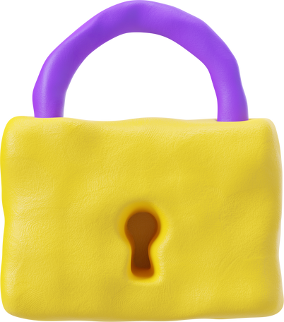 Yellow and purple lock symbol Illustration in PNG, SVG
