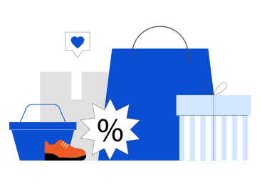 Boxes and shopping bag with discount symbol PNG, SVG