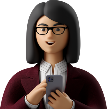 close up of businesswoman in red suit with phone looking straight PNG, SVG