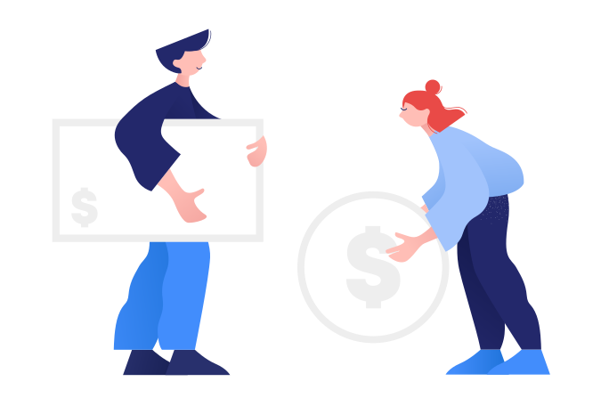 People making payment with dollars PNG, SVG