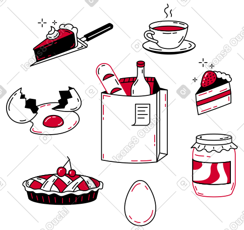 搭配茶和甜点的食品 PNG, SVG