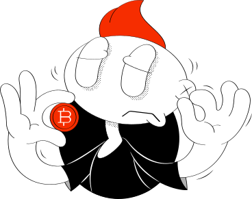 Guy with bitcoin in hand PNG, SVG