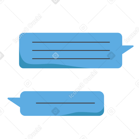 Blue speech bubbles with text Illustration in PNG, SVG