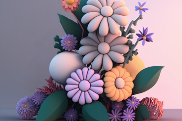 Composição de flores abstratas 3d PNG, SVG