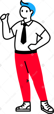 Homem de gravata mostrando polegares para cima PNG, SVG