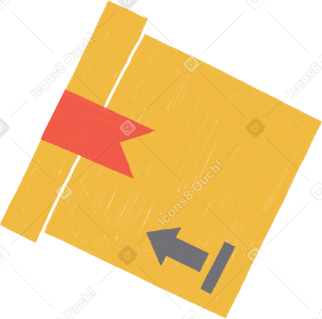 yellow box with red ribbon and arrow icon Illustration in PNG, SVG